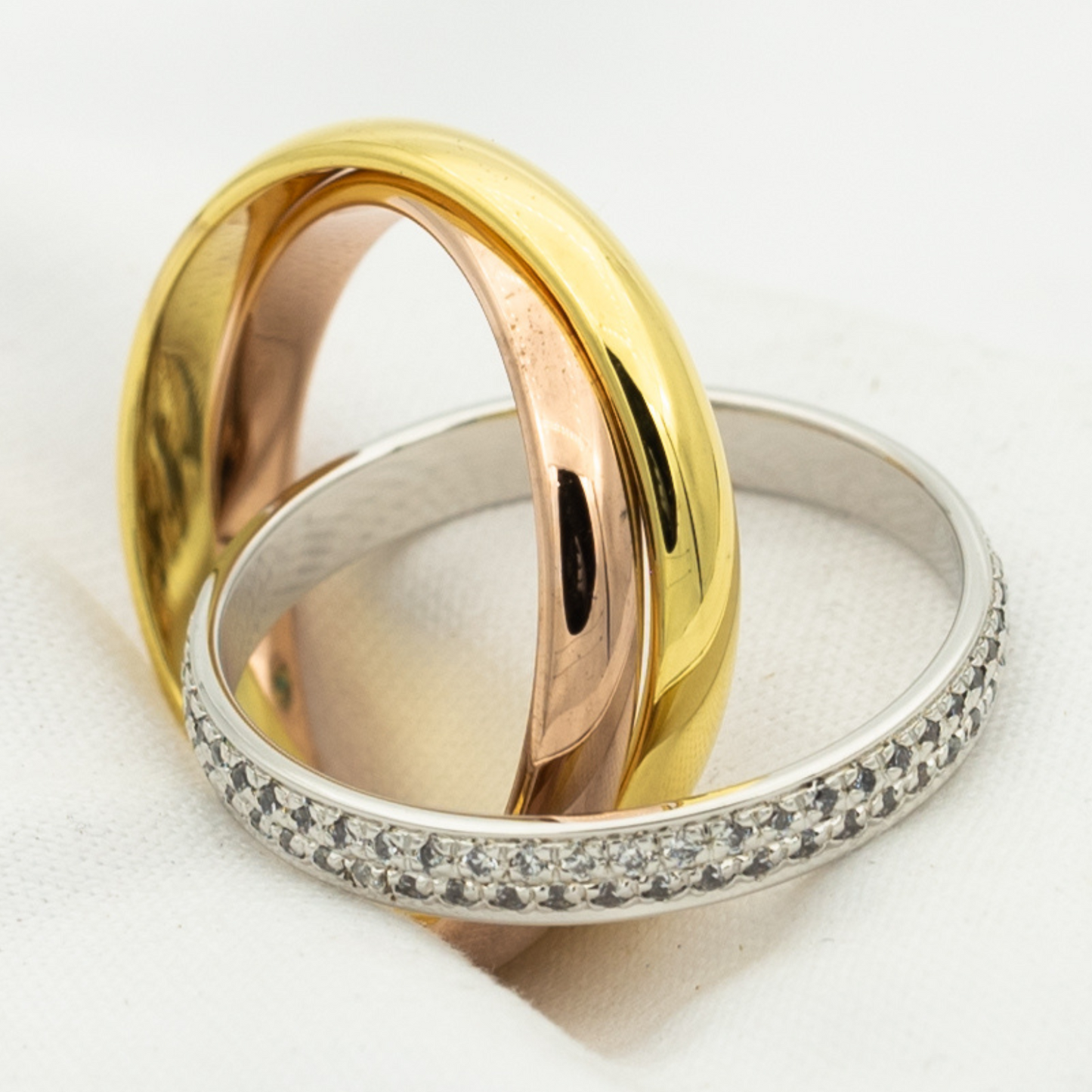 [CharmAmor]TRINITY RING GOLD PINK GOLD SILVER DIAMONDS