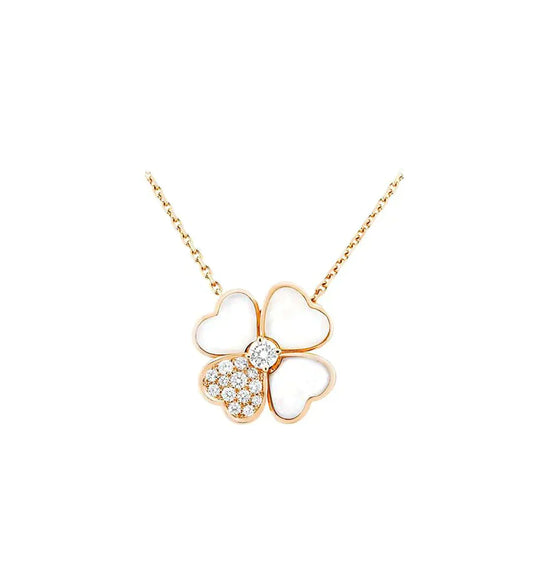[CharmAmor]CLOVER MOP DIAMOND ROSE GOLD NECKLACE