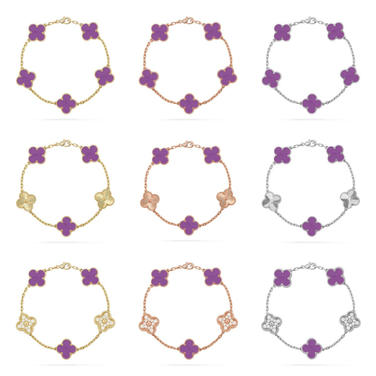[CharmAmor] CLOVER 5 MOTIF VIOLET BRACELET COLLECTION