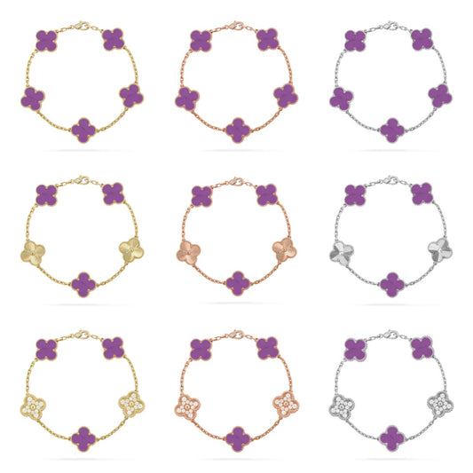 [CharmAmor] CLOVER 5 MOTIF VIOLET BRACELET COLLECTION