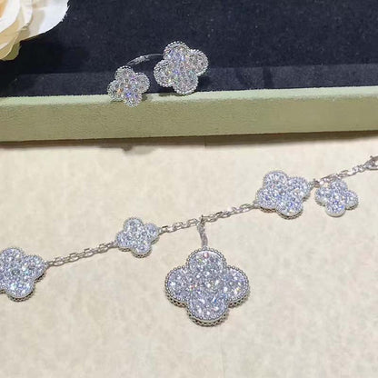 [CharmAmor]CLOVER 6 MOTIFS SILVER DIAMOND BRACELET