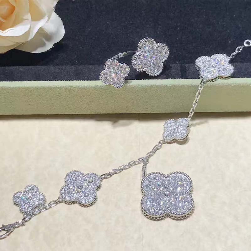 [CharmAmor]CLOVER 6 MOTIFS SILVER DIAMOND BRACELET