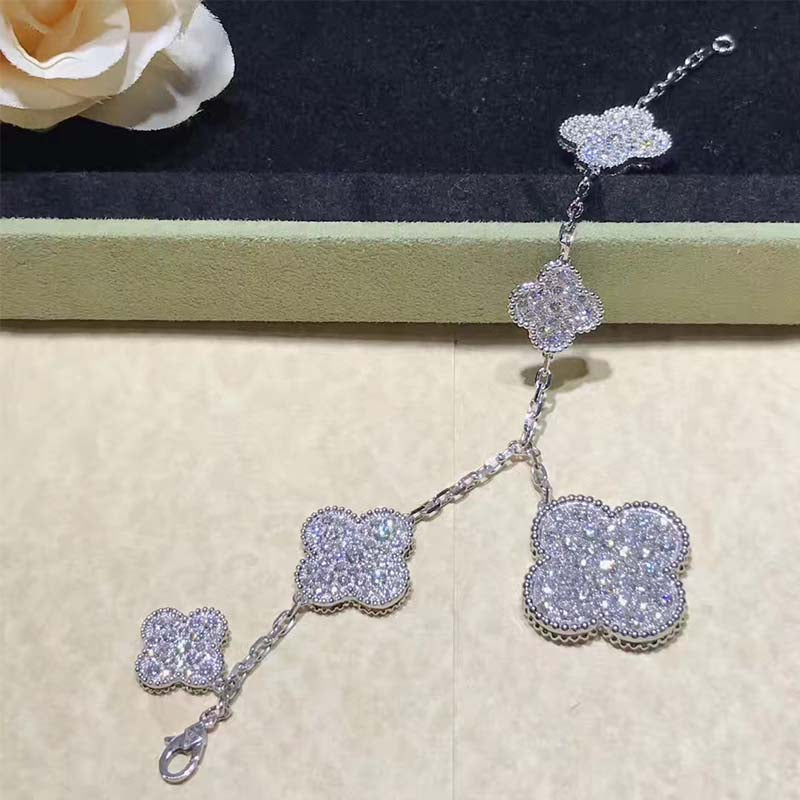 [CharmAmor]CLOVER 6 MOTIFS SILVER DIAMOND BRACELET