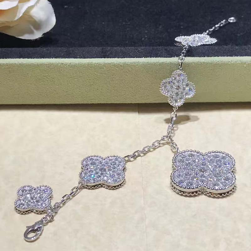 [CharmAmor]CLOVER 6 MOTIFS SILVER DIAMOND BRACELET