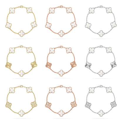 [CharmAmor] CLOVER WHITE PEARL MOP 5 MOTIF BRACELET COLLECTION