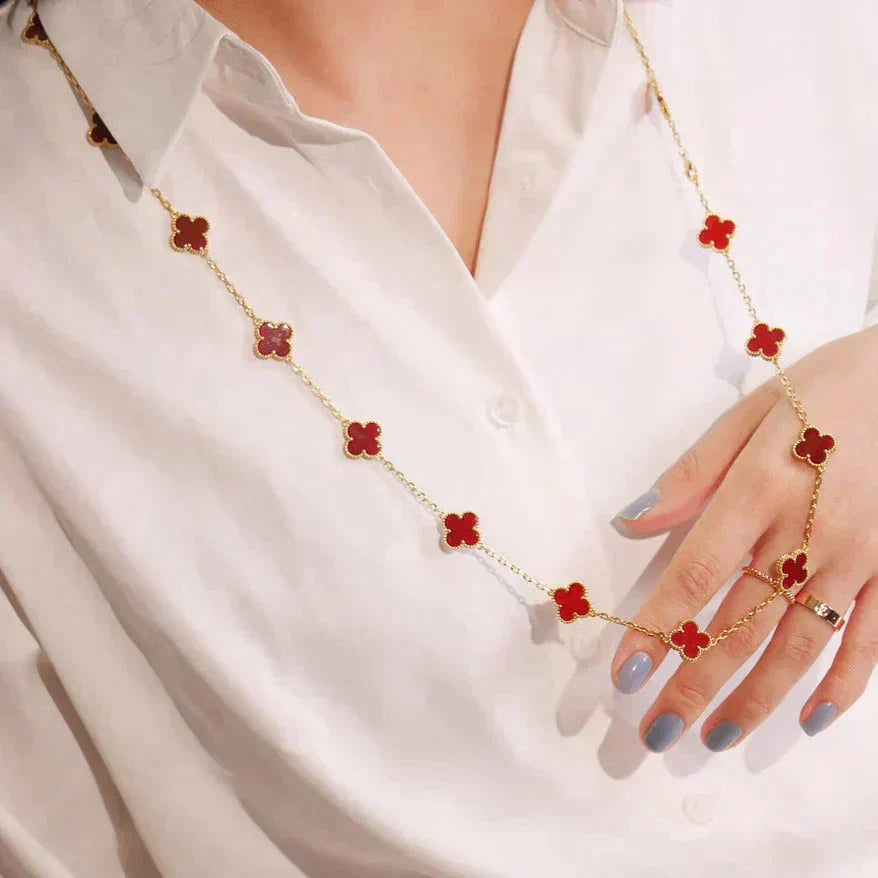 [CharmAmor]CLOVER 20 MOTIFS CARNELIAN NECKLACE