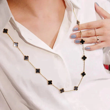 [CharmAmor]CLOVER 20 MOTIFS ONYX NECKLACE