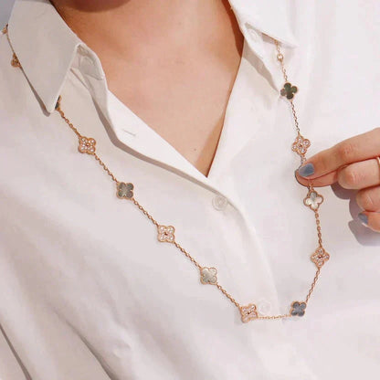 [CharmAmor]CLOVER 20 MOTIFS DARK MOP DIAMOND  NECKLACE