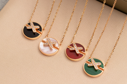 [CharmAmor]JEUX DE PINK GOLD DIAMOND NECKLACE