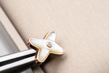 [CharmAmor]JEUX DE WHITE MOP ROSE GOLD DIAMOND EARRINGS