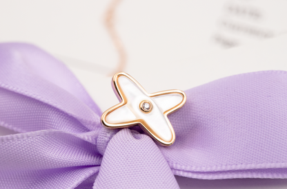 [CharmAmor]JEUX DE WHITE MOP ROSE GOLD DIAMOND EARRINGS