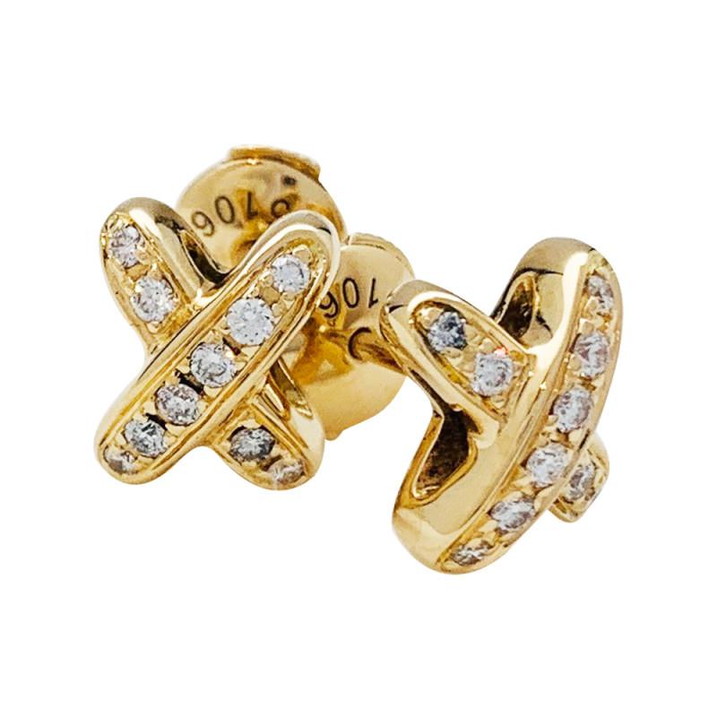 [CharmAmor]JEUX DE GOLD DIAMOND EARRINGS