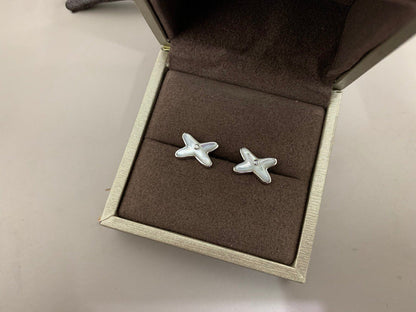 [CharmAmor]JEUX DE WHITE MOP SILVER DIAMOND EARRINGS