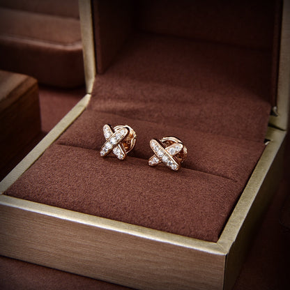 [CharmAmor]JEUX DE GOLD DIAMOND EARRINGS