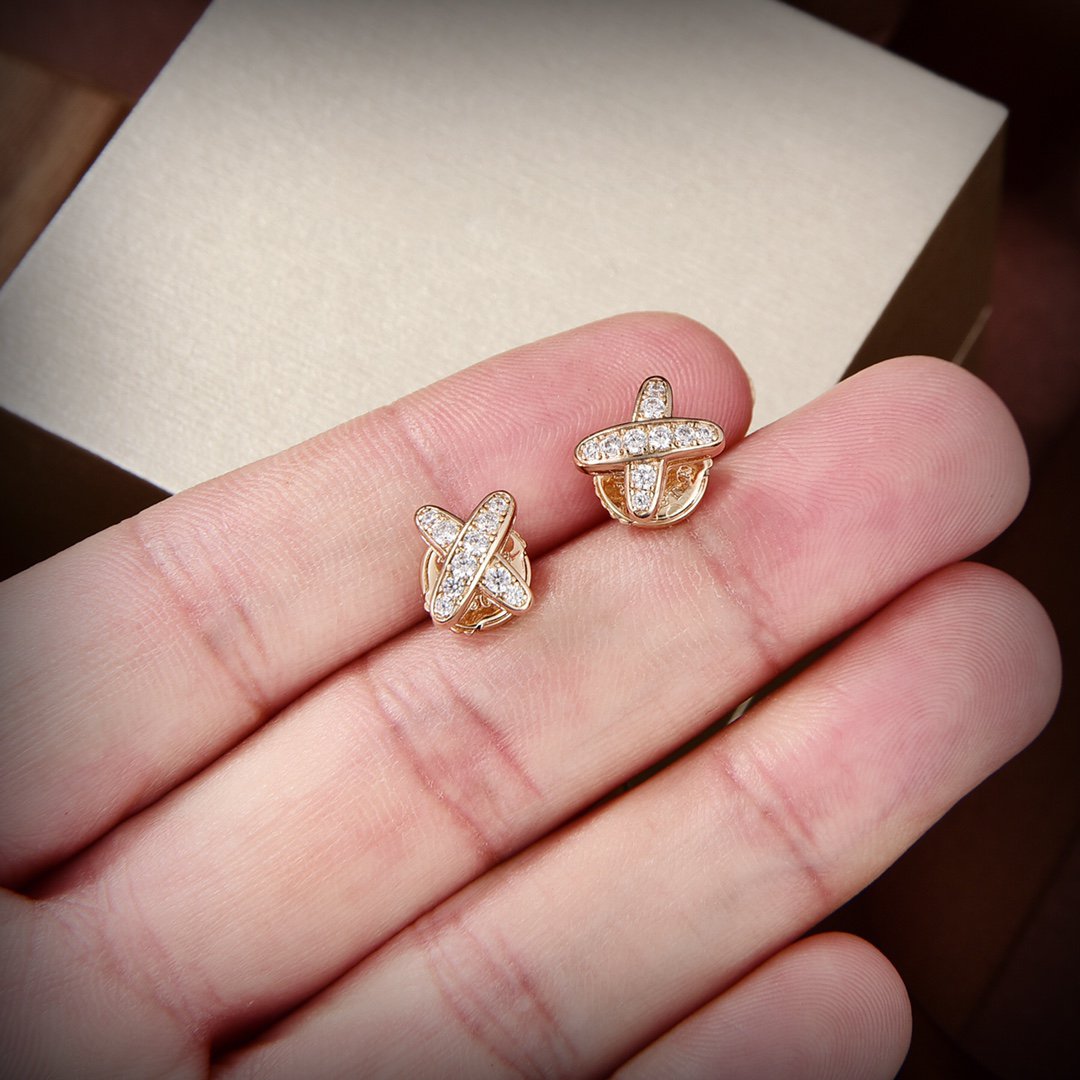[CharmAmor]JEUX DE GOLD DIAMOND EARRINGS