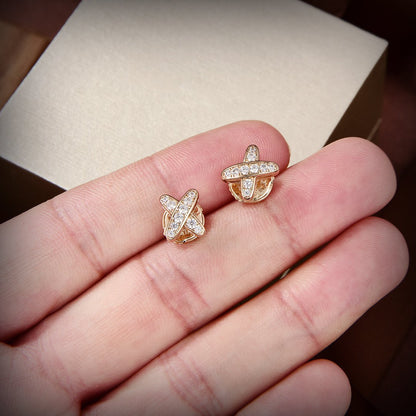[CharmAmor]JEUX DE GOLD DIAMOND EARRINGS