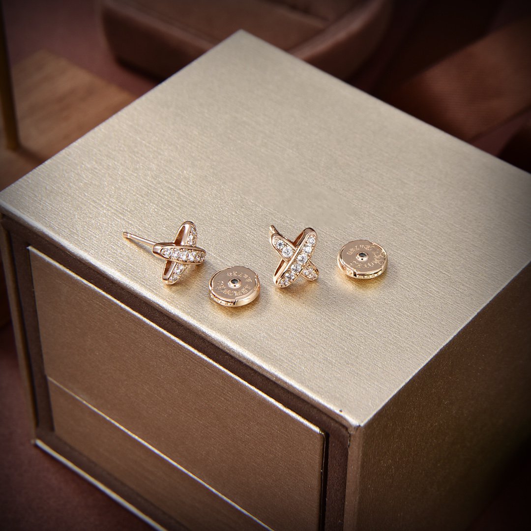 [CharmAmor]JEUX DE GOLD DIAMOND EARRINGS
