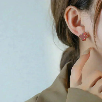 [CharmAmor]CLOVER MEDIUM 1 MOTIFS CARNELIAN  EARRINGS