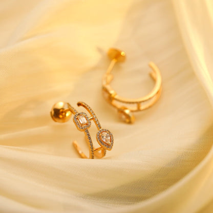 [CharmAmor]CREOLES MY TWIN 2 RANGS SILVER DIAMOND EARRINGS