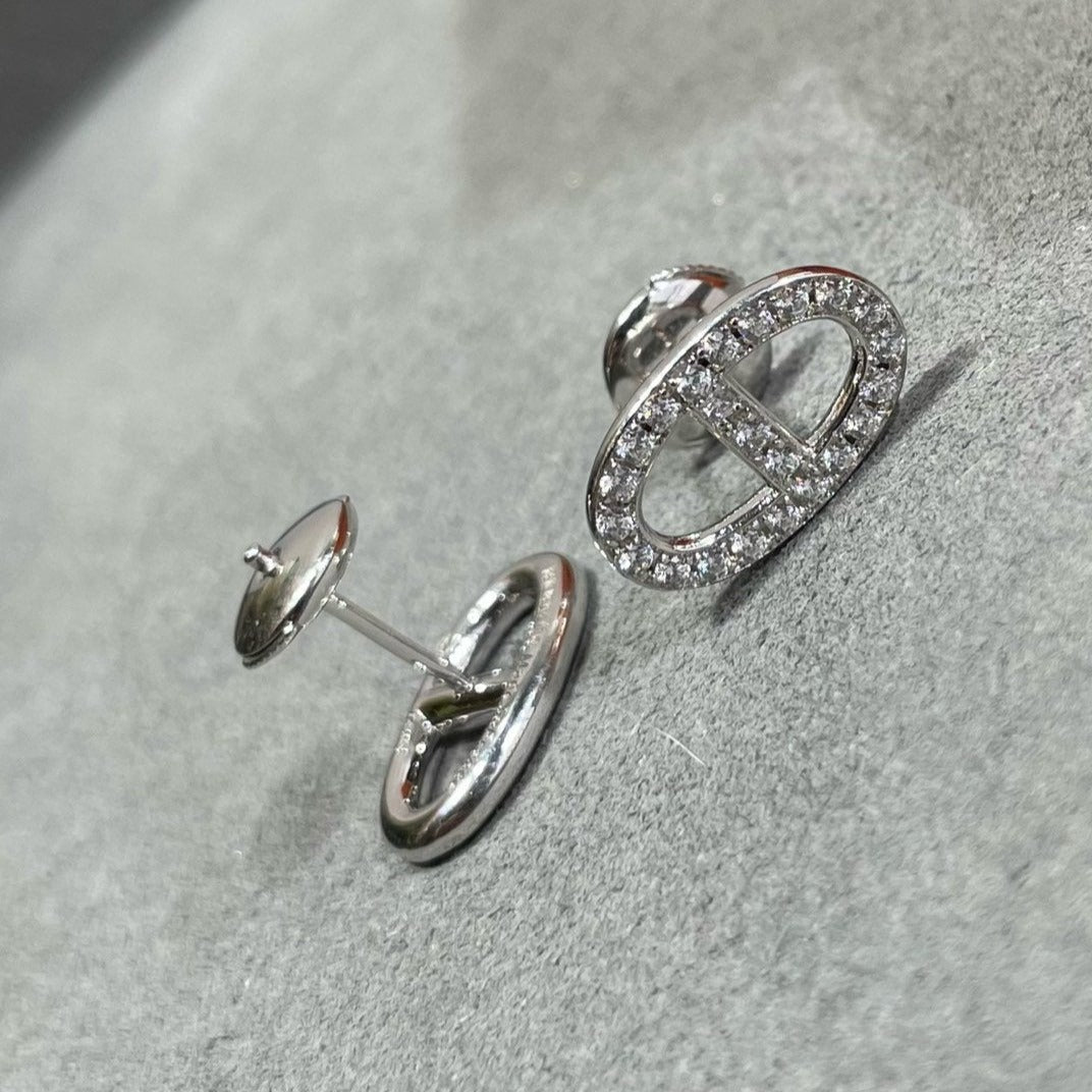 [CharmAmor]HM FULL DIAMOND PIG NOSE STUD EARRINGS