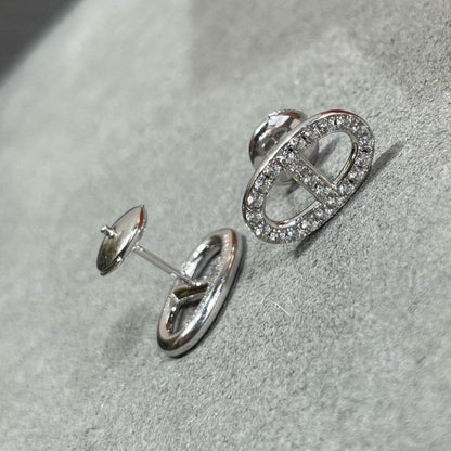 [CharmAmor]HM FULL DIAMOND PIG NOSE STUD EARRINGS