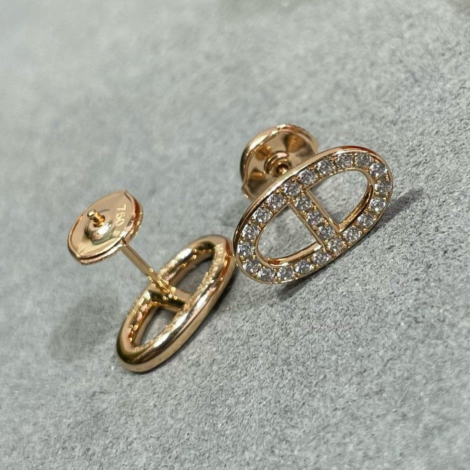 [CharmAmor]HM FULL DIAMOND PIG NOSE STUD EARRINGS