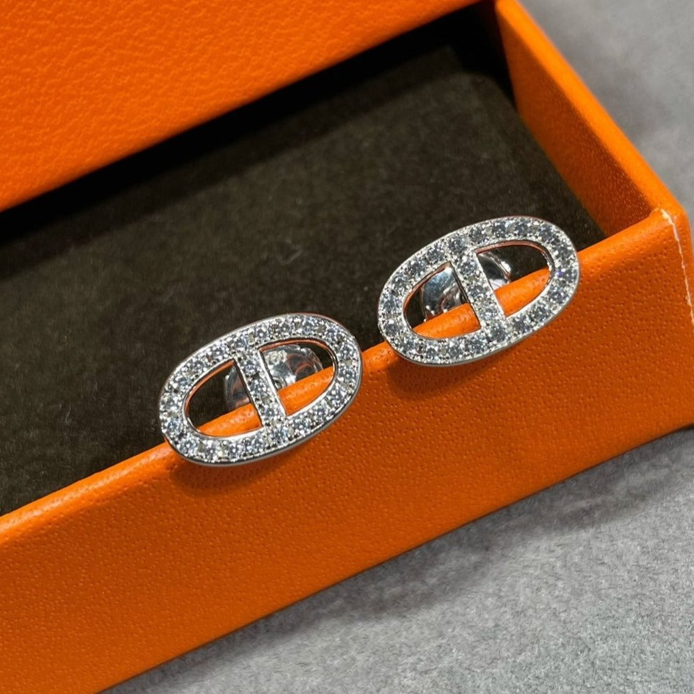 [CharmAmor]HM FULL DIAMOND PIG NOSE STUD EARRINGS