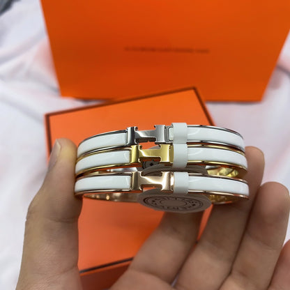 [CharmAmor]CLASSIC HM CLIC WHITE 8MM ENAMEL BRACELET