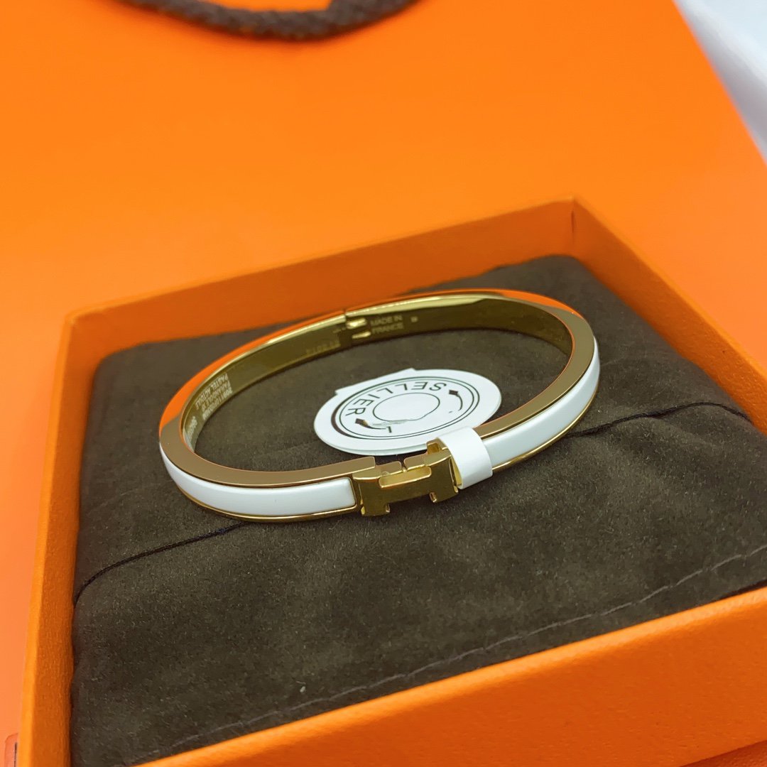 [CharmAmor]CLASSIC HM CLIC WHITE 8MM ENAMEL BRACELET