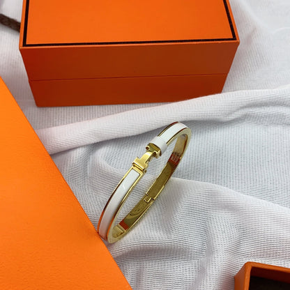 [CharmAmor]CLASSIC HM CLIC WHITE 8MM ENAMEL BRACELET