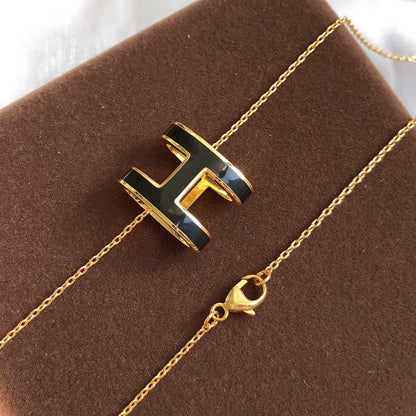 [CharmAmor]HM CLIC BLACK ENAMEL GOLD NECKLACE