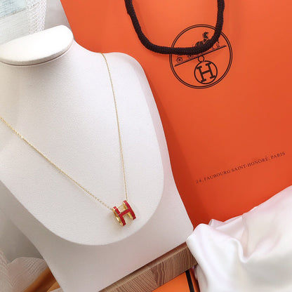 [CharmAmor]HM CLIC RED ENAMEL GOLD NECKLACE