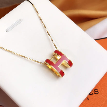 [CharmAmor]HM CLIC RED ENAMEL GOLD NECKLACE