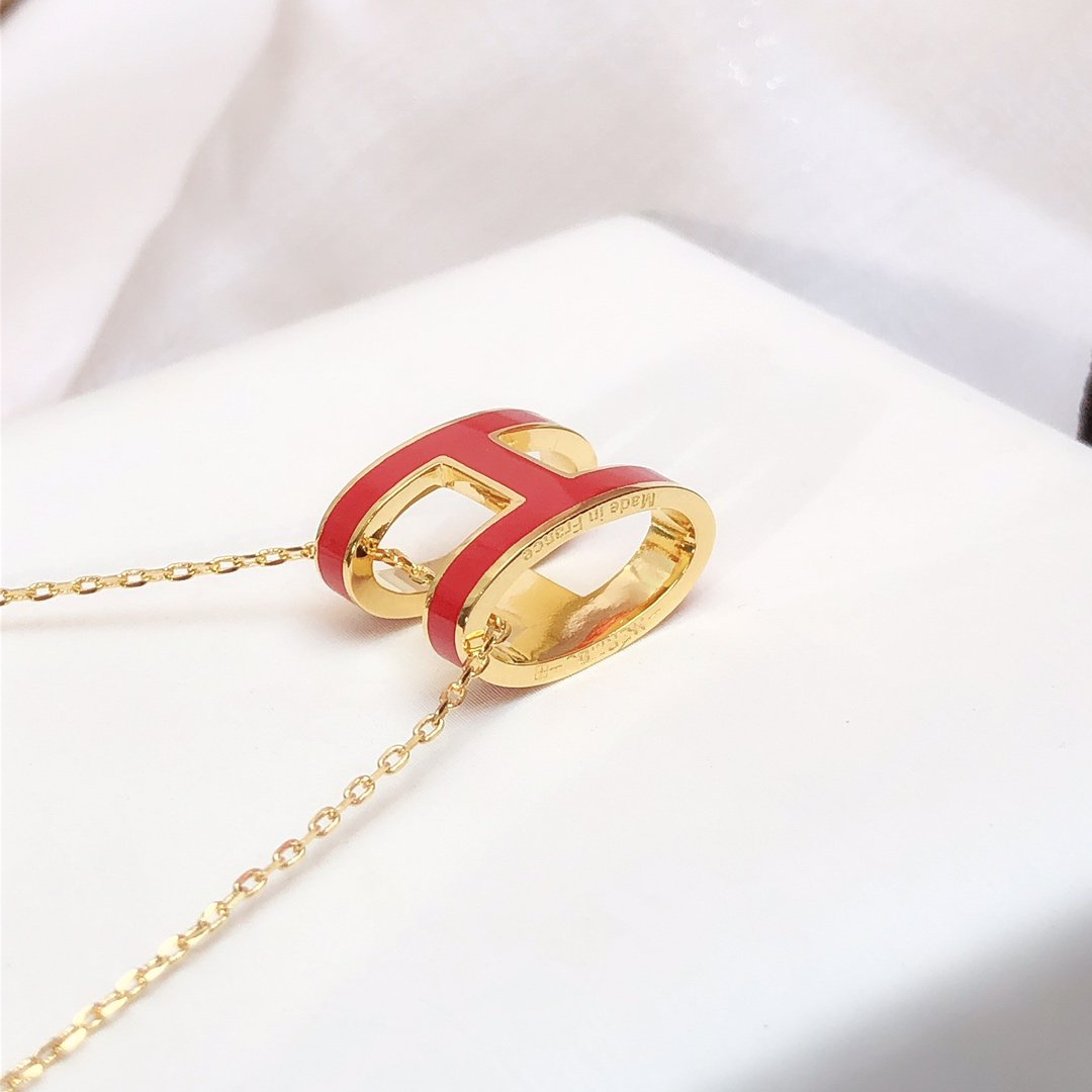 [CharmAmor]HM CLIC RED ENAMEL GOLD NECKLACE