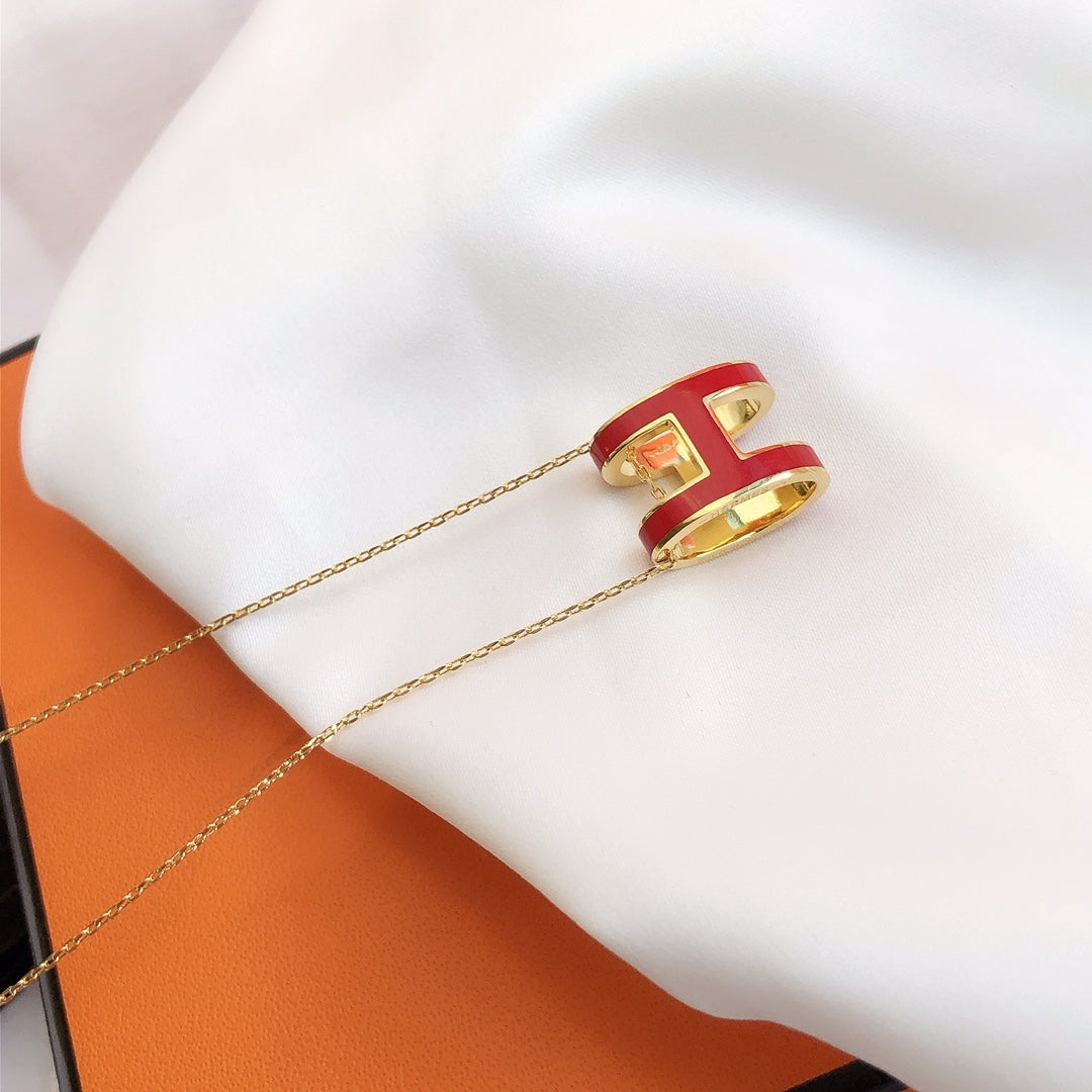 [CharmAmor]HM CLIC RED ENAMEL GOLD NECKLACE