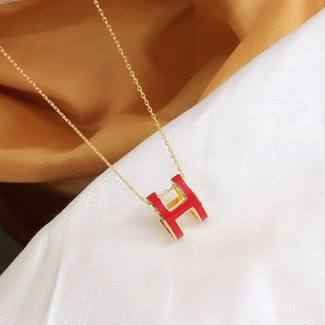 [CharmAmor]HM CLIC RED ENAMEL GOLD NECKLACE