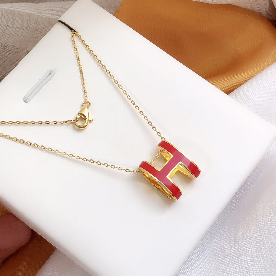 [CharmAmor]HM CLIC RED ENAMEL GOLD NECKLACE