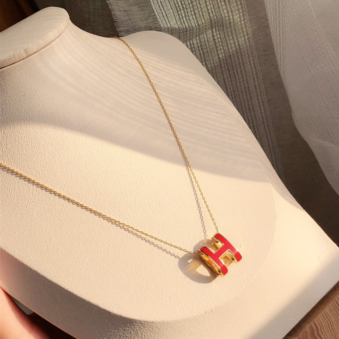 [CharmAmor]HM CLIC RED ENAMEL GOLD NECKLACE