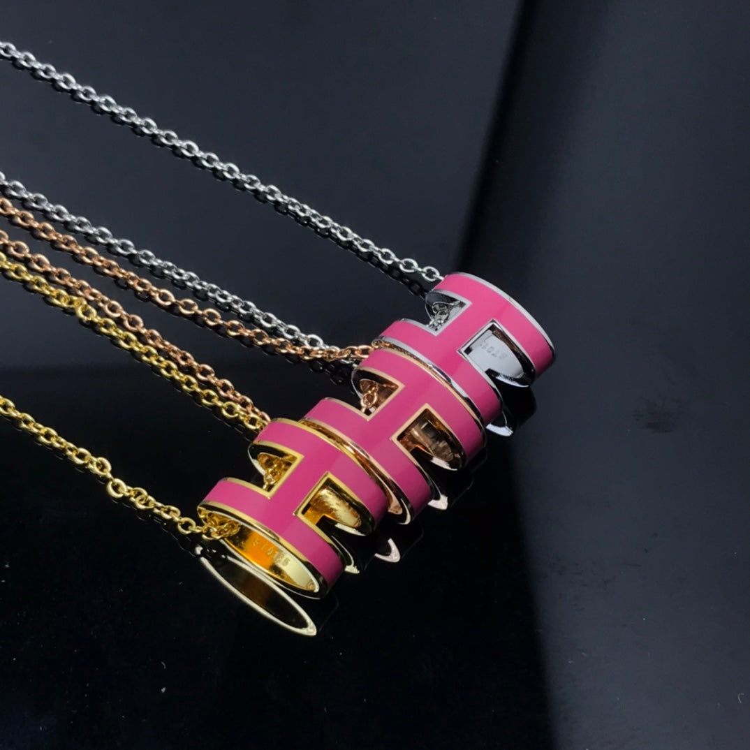 [CharmAmor]H NECKLACE PINK