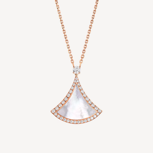 [CharmAmor]DREAM MOP DIAMOND PAVED PINK GOLD NECKLACE