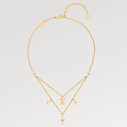 [CharmAmor]FLOWERGRAM GOLD MOP DOUBLE ROW NECKLACE