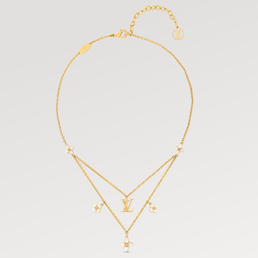 [CharmAmor]FLOWERGRAM GOLD MOP DOUBLE ROW NECKLACE