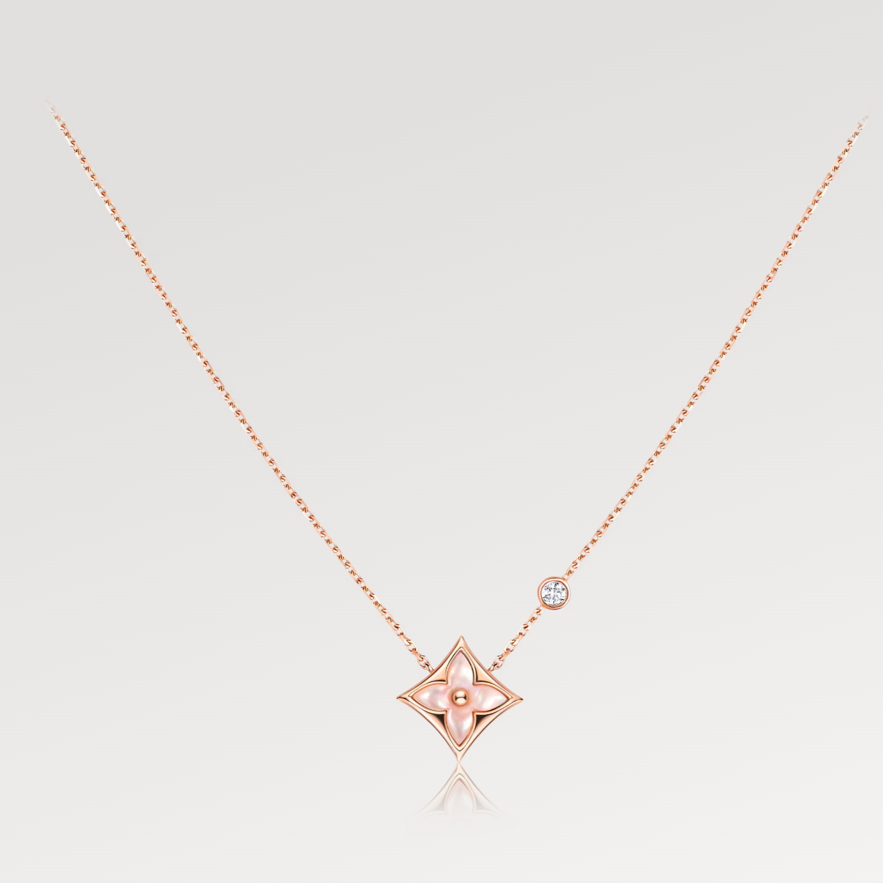 [CharmAmor]STAR PINK MOP 1 DIAMOND PINK GOLD NECKLACE