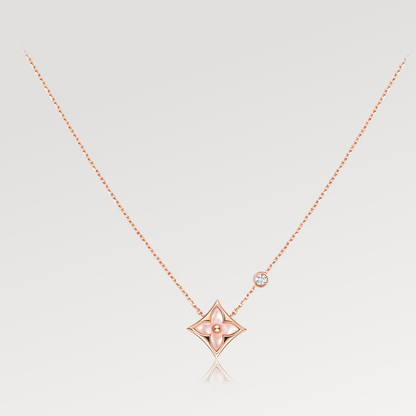 [CharmAmor]STAR PINK MOP 1 DIAMOND PINK GOLD NECKLACE