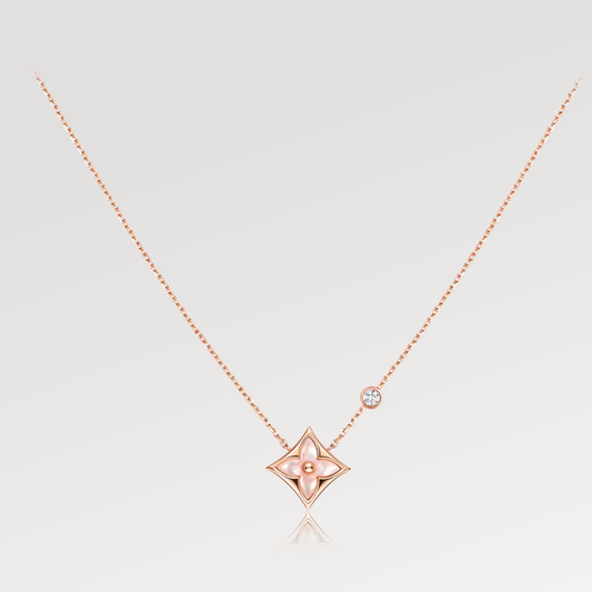[CharmAmor]STAR PINK MOP 1 DIAMOND PINK GOLD NECKLACE