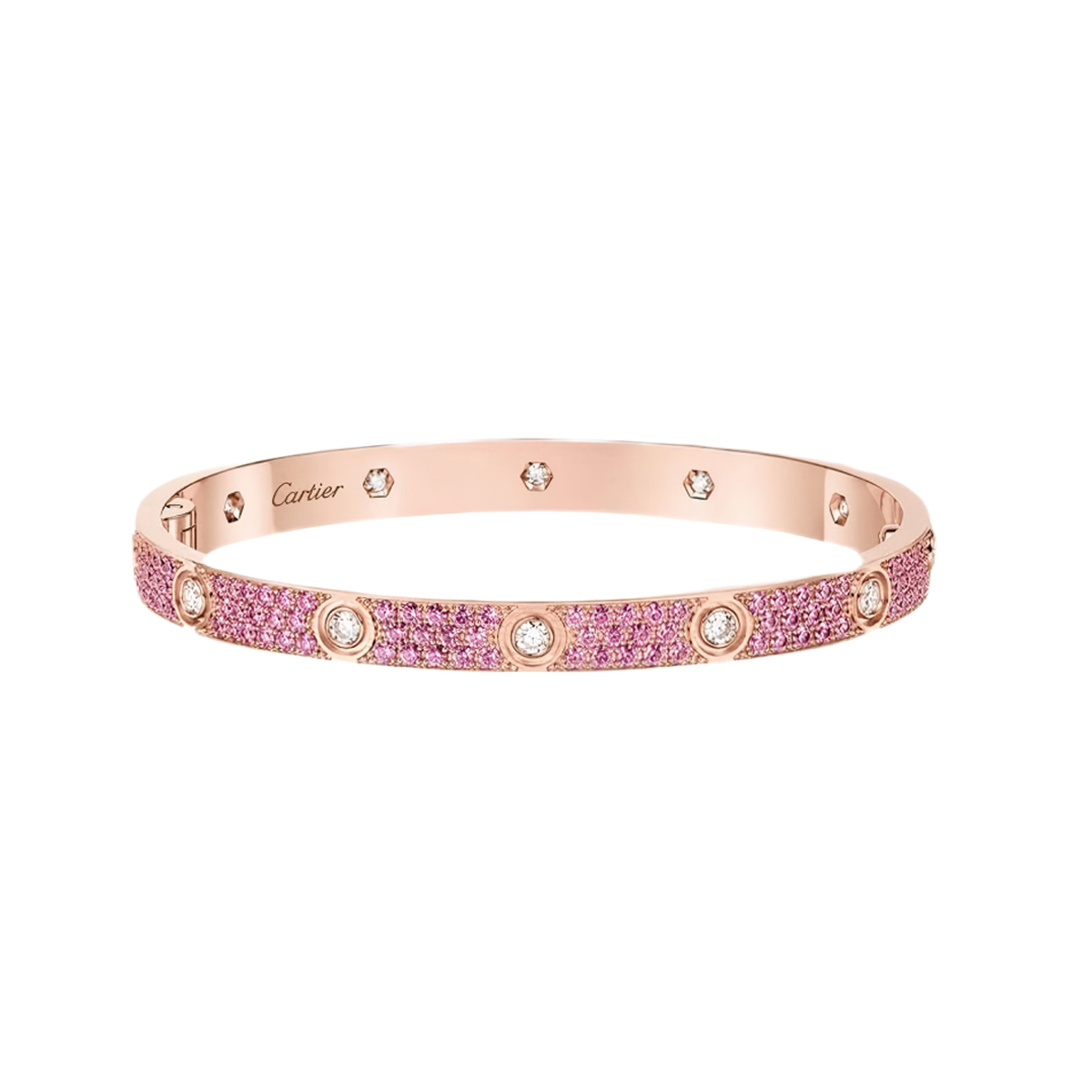 [CharmAmor]2026 PAVE GEMSTONE LOVE BRACELET 6.1MM 10 DIAMONDS