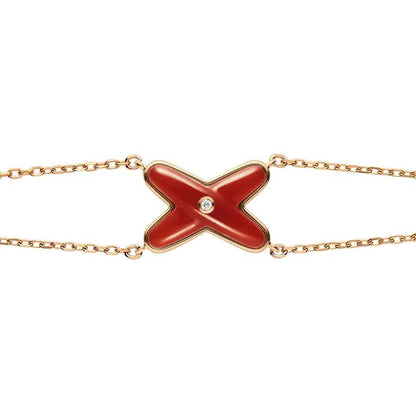 [CharmAmor]JEUX BRACELET CARNELIAN PINK GOLD 1 DIAMOND