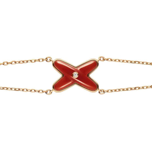 [CharmAmor]JEUX BRACELET CARNELIAN PINK GOLD 1 DIAMOND