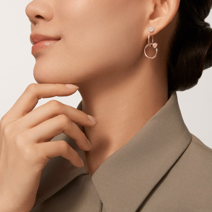 [CharmAmor]JUSTE HALF DIAMOND DOUBLE EARRINGS