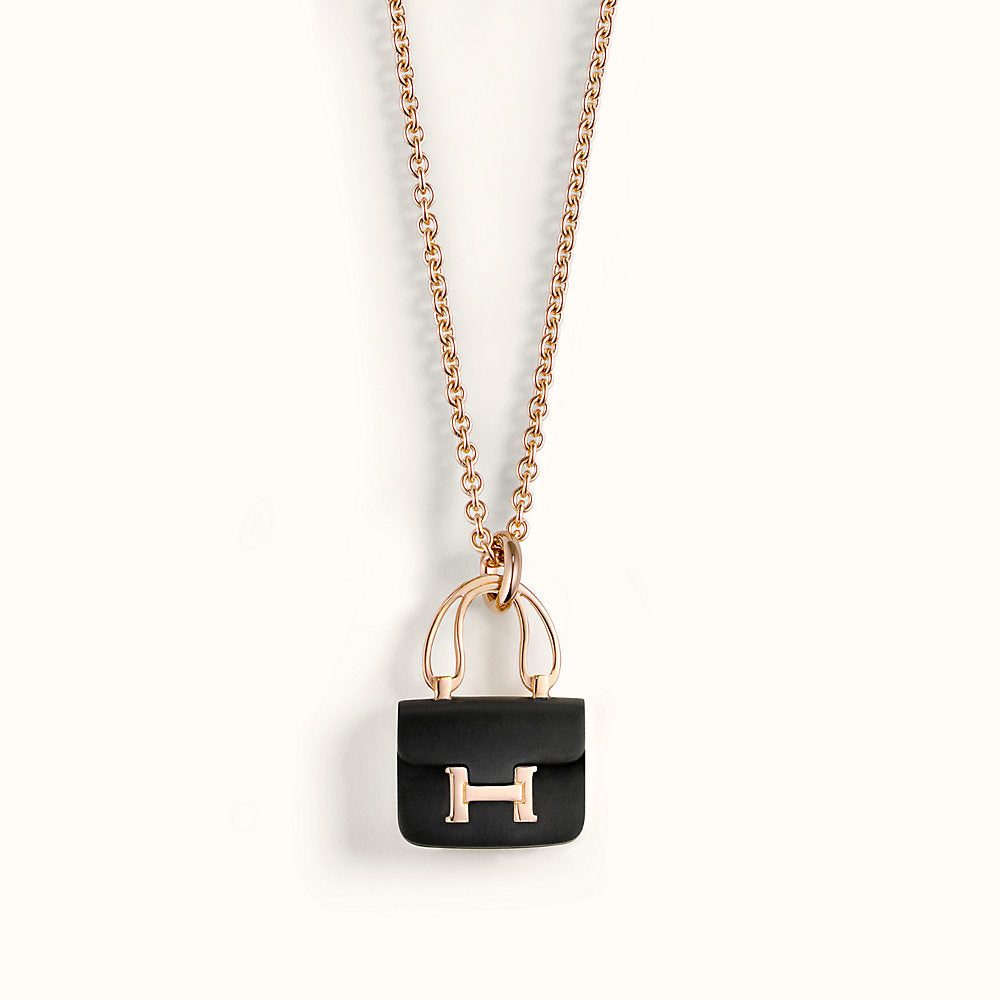 [CharmAmor]CONSTANCE BLACK PEDANT PINK GOLD NECKLACE